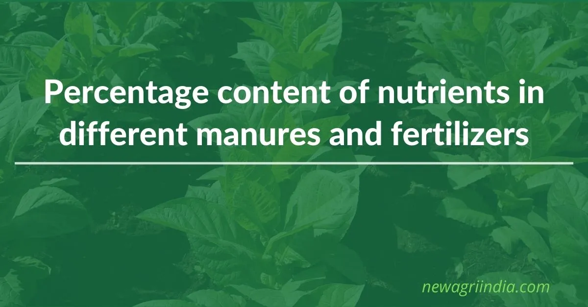 Nutrient content in manures and fertilizers